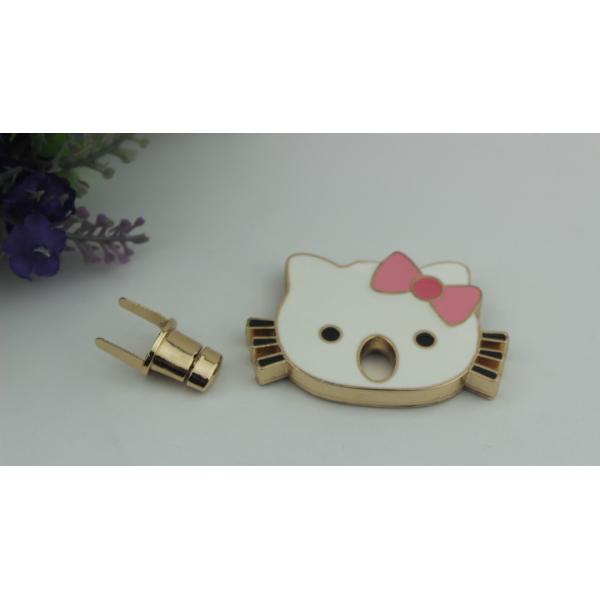 Beatiful hello kitty patter decorative light gold metal purse turn lock