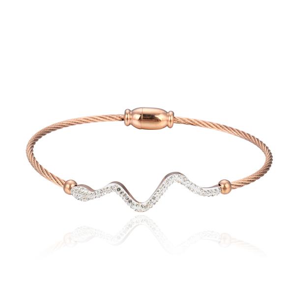 exclusive niche brand Stainless steel rhinestone bracelet 18k thick gold bangles