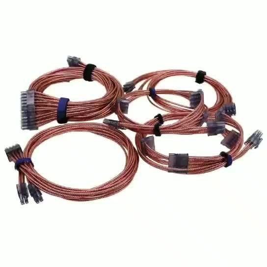 PSU Cable Bright Braided Power Supply Modular Cable Kit 24 Pin 8pin 6pin Length 630mm Gold Pink Blue Sliver Purple Green PVC