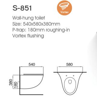 Bathroom Wall Hung Ceramic Sanitary Toilet With UF Toilet Seat