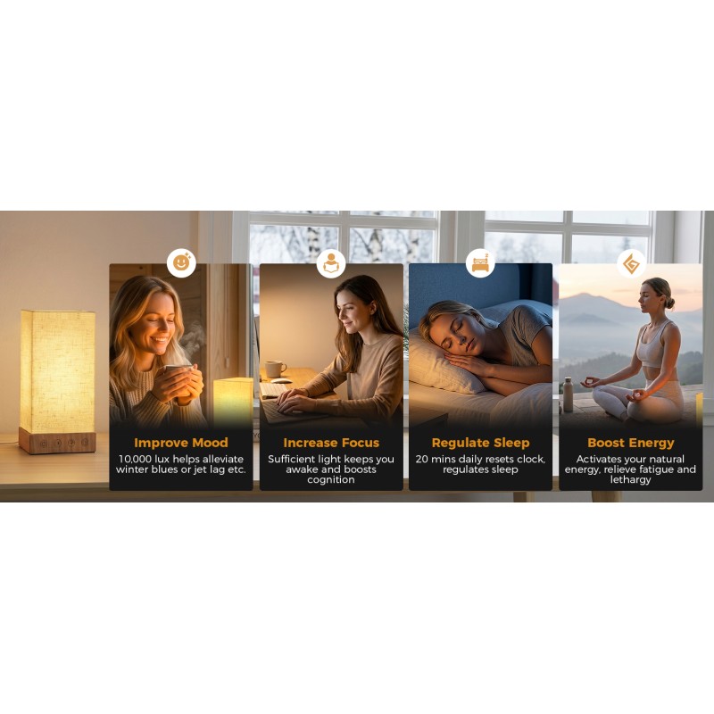 VALED 10,000 Lux UV-Free Light Therapy Lamp with 5 Brightness Levels and 3 Color Temperatures