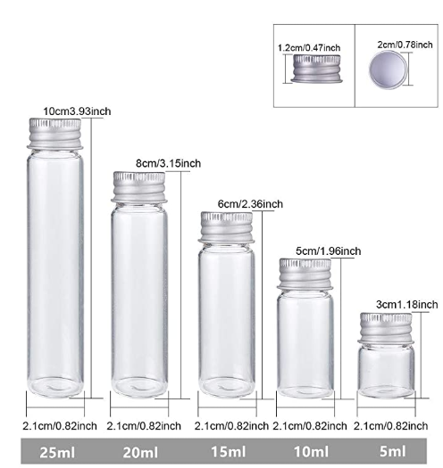 Glass Dram Vials 5ml 6ml 8ml 10ml 12ml 15ml Clear glass vials with aluminum cap for subpackage