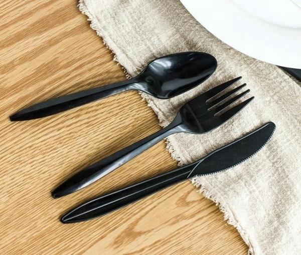 Plastic Sleeve Cutlery Set Customized Logo Buffets PS Disposable Spoon Fork and Knife