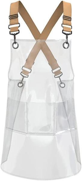 Barber Apron Cross-back Adjustable Apron With 3 Pockets Hair Salon Work Apron for Hair Stylist (22.8” W 25.5” L)