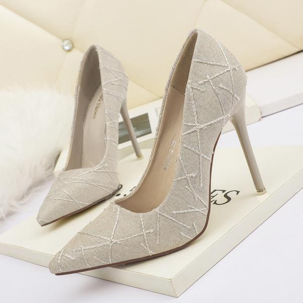 3058-2 Korean Fashion Pointy Toe Pump High Heels Nightclub Looks Thin Sexy Women'S Single Shoes Sequins Professional OL