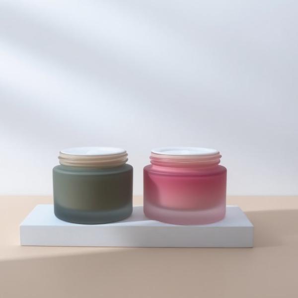 20g 30g 50g Blue Glass Cosmetic Cream Jars , Glass Jar Cosmetic Packaging Cream Bottles OEM