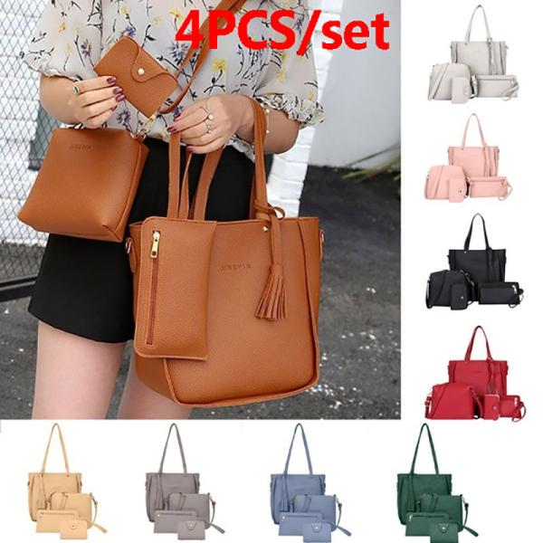 4Pcs/Set Women PU Crossbody Bag Set Leather Shoulder Bags Ladies Purse