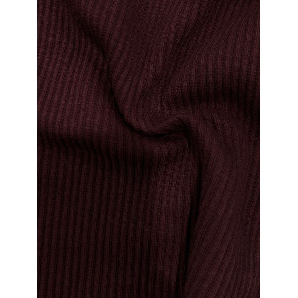 Vintage Burgundy Polo Collar Ribbed Knit Cardigan - Versatile Long Sleeve Button-Up for Casual & Office Chic