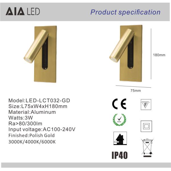 Adjustable stainless steel flexible LED headboard reading light modern aluminum hotel bedside wall light bed wall lamp