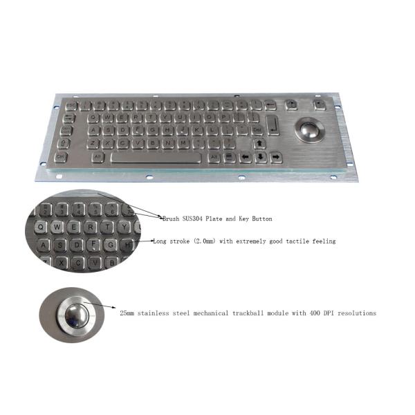 トラックボール コンパクトIP65のパネルの台紙の金属のキーボードが付いている産業キーボード