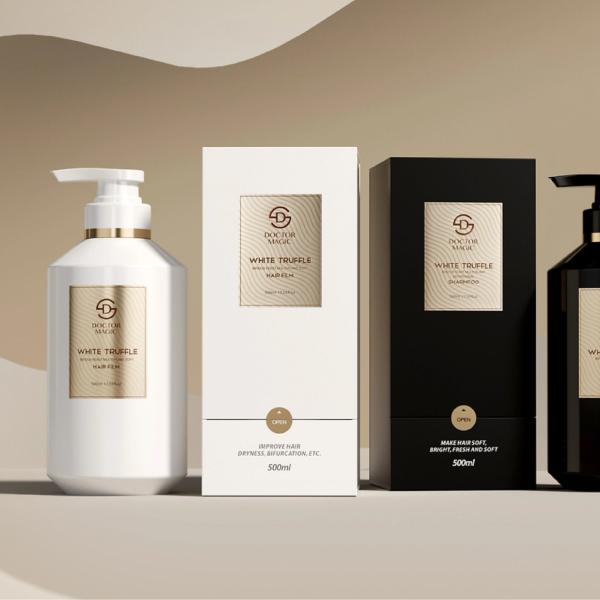 3 Bottle Rigid Roll on Perfume Box in Gold Black Luxury Cosmetic Packaging Box with Magnetic Closure