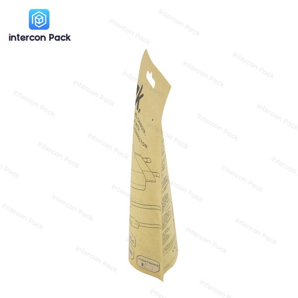 brown kraft paper pouch multiple sizes resealable zip bag for electronic products with clear window low MOQ