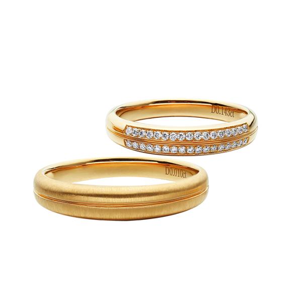 Double Rows Diamonds AU750 18k Rose Gold Wedding Band