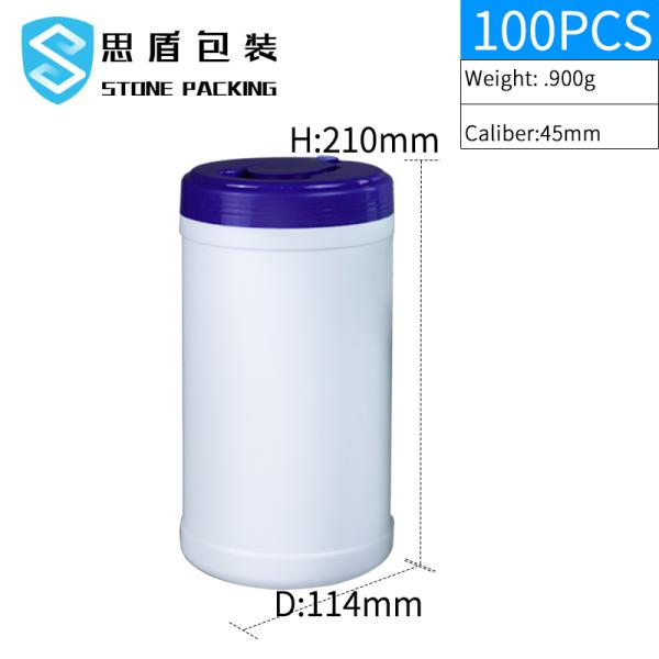 Translucent Screw Cap HDPE Wet Wipes Plastic Container 900g