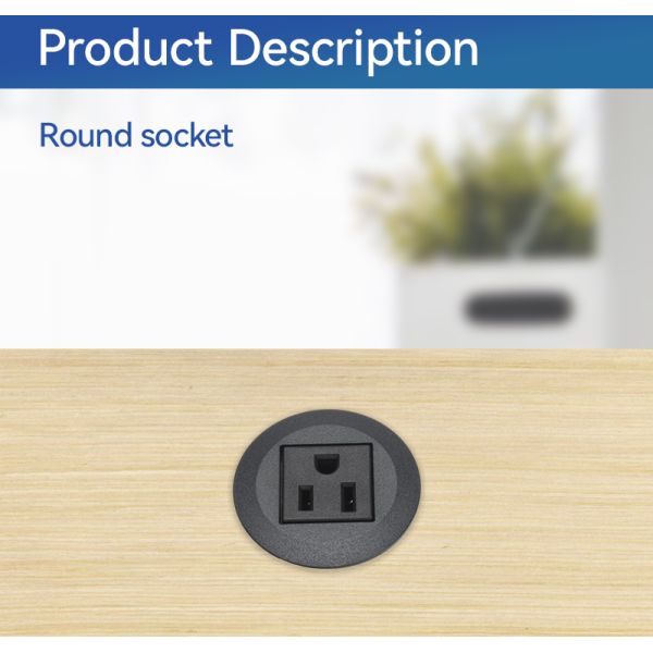 Single One Round Recessed USB Charger Power Desk Grommet Outlet 45mm Black