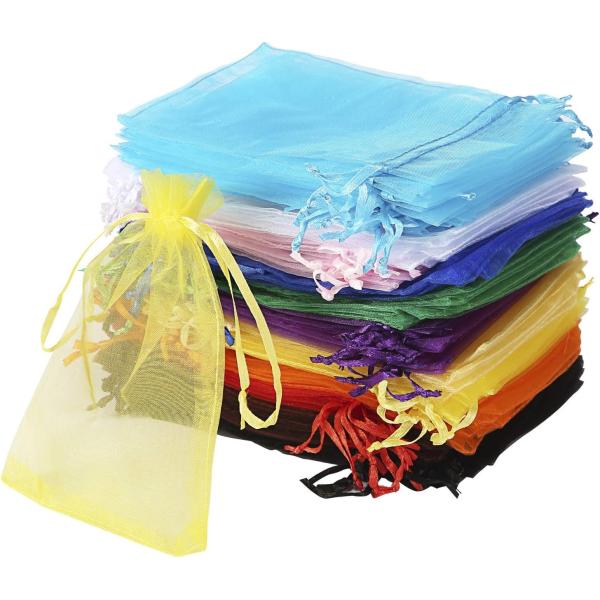Mixed Color 4x6 Inches Drawstring Jewelry Pouches For Wedding Party Christmas Favor Gift