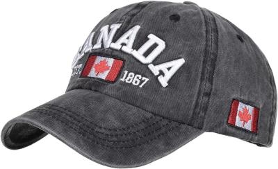 Canada Black Cotton 60cm Embroidered Promotional Caps Machine Washable
