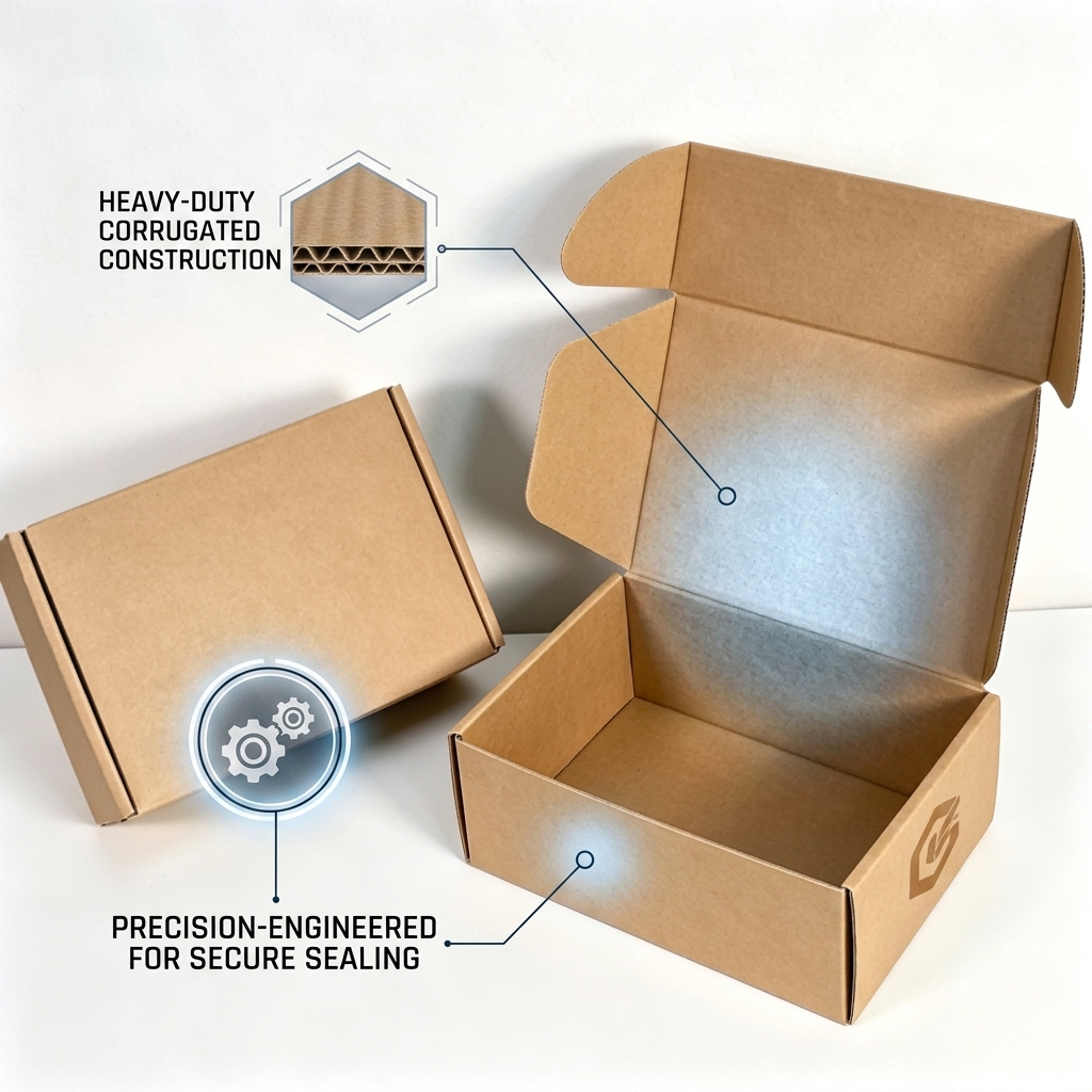 Durable Corrugated Mailer Box Double Wall Heavy Duty Shipping Self Locking Design