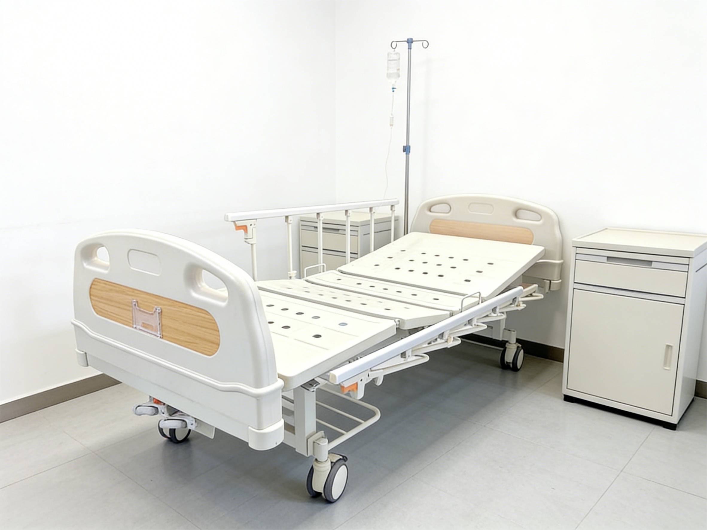 Manual Double-Crank Nursing Bed with Four-Wheel Brake & High Load Capacity -B2-2-S
