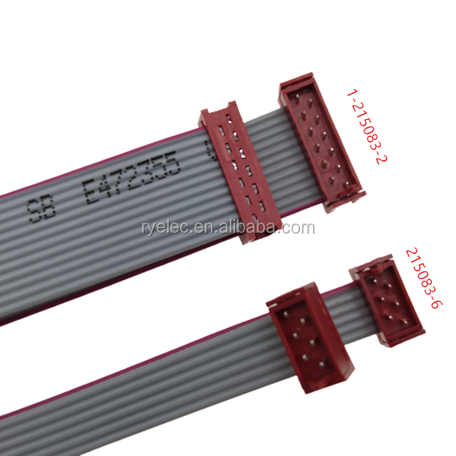 1.27mm Pitch 12pin IDC Socket with 28AWG Flat Ribbon Cable Assembly - Micro Match Male 1-215083-2