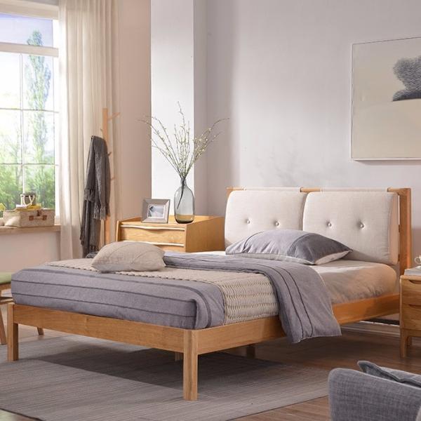 Nordic Style Solid Wood Bed Oak Bedroom Furniture Modern Bed