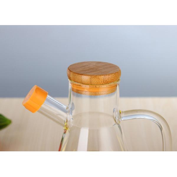 Ясная стеклянная бутылка оливкового масла 650мл с бамбуковой крышкой