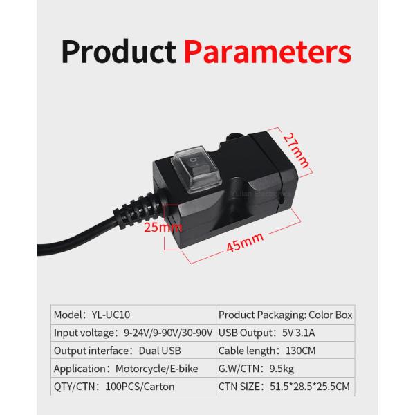 5v 3.1a Bmw Motorcycle Usb Adapter , Double Waterproof Usb Port Motorcycle
