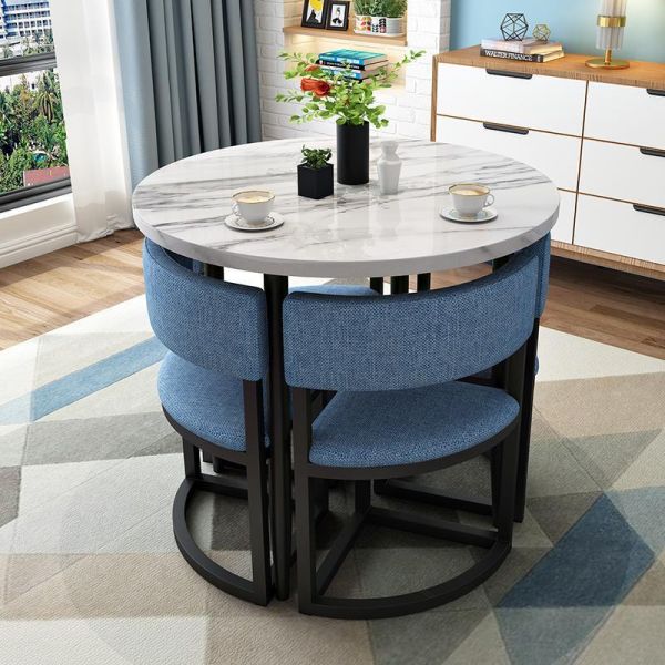 Nordic Style Round Dining Table Set Modern Solid Wood Dining Table and Chair Set for Home and Apartment
