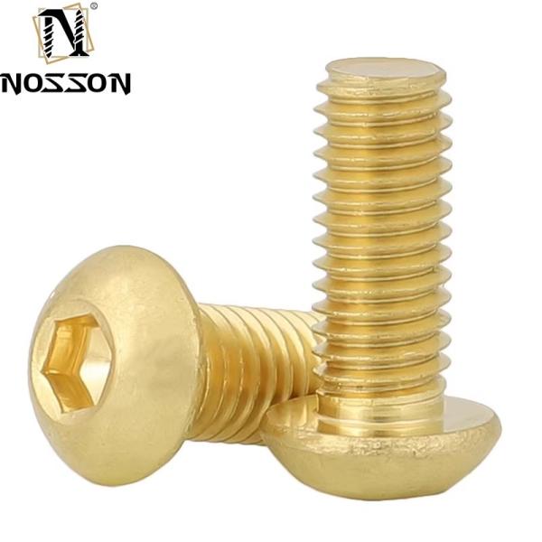 Highly Durable Custom Threads Brass Micro Hexagon Socket Head Screw with Plain Finish and ROUND Head Style