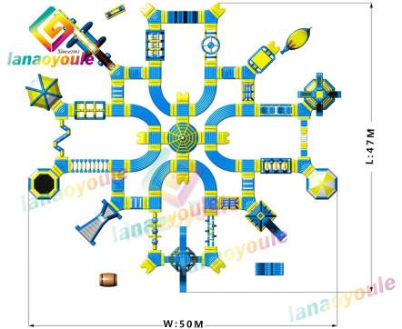 0.9mm Pvc Tarpaulin Inflatable Aqua Park / Blow Up Water Park For Outdoor