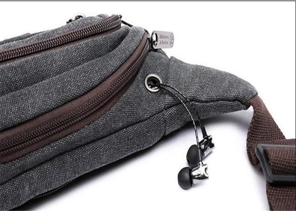 Black Sports Mens Waist Bags Barrel Shaped  With Ears Line Hole