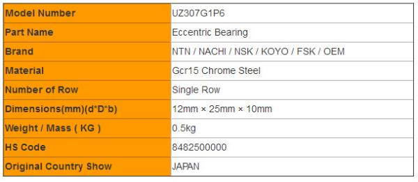 Eccentric UZ 307 G1P6 Cylindrical Roller Thrust Bearing Radial  Brass Cage