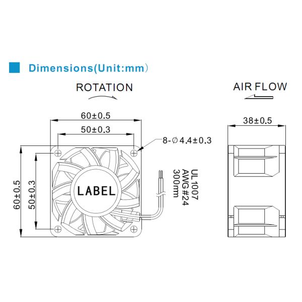 High speed DC Axial Fans  60 × 60 × 38 mm /  Ventilator System Cooling Fan DC