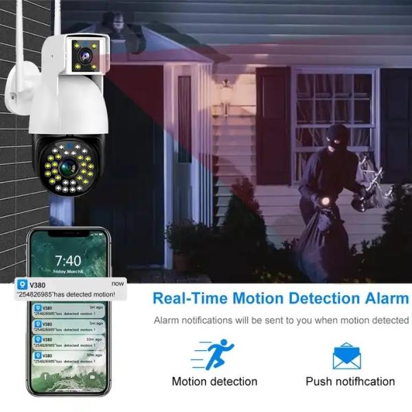Outdoor Wifi Wireless Camera System 4MP 4G CCTV Security Video Dual Lens  IP Network PTZ