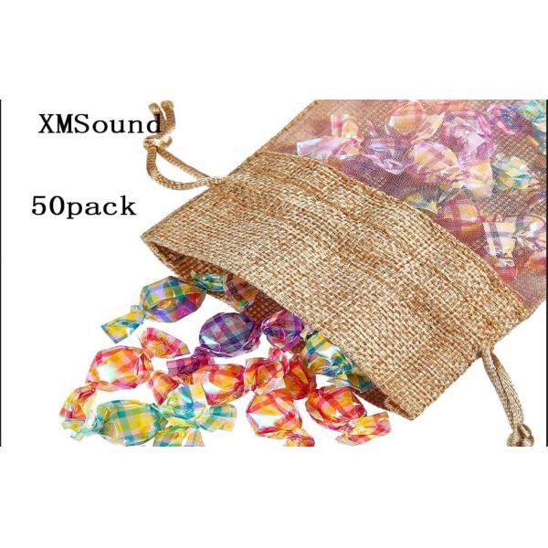 Burlap Sheer Bag Organza Bag Burlap Bags Gift Bags with Drawstring, for Wedding Party Favors Cosmetic Samples Mesh Pouch