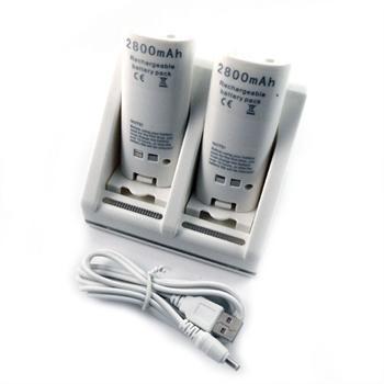 DC 5V Nintendo Wii Remote Controller With USB Cable, 2800mAH Rechargeable Battery