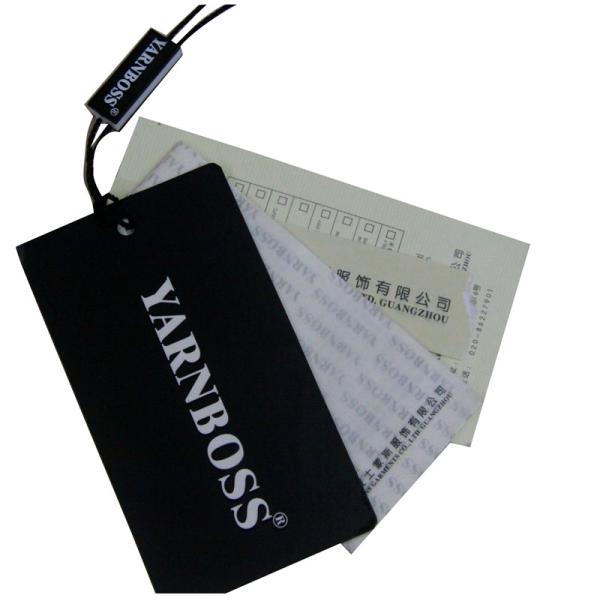 Recycle Paper Black Clothing Hang Tags Lazer Gold Foil Logo Personized Size