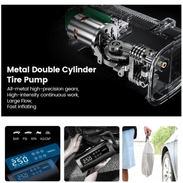 YANTU A22 Double Cylinder Wireless Air Compressor High Pressuret Tire Inflator 150PSI