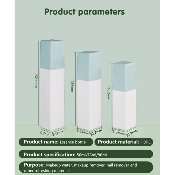 50 ml / 75 ml / 90 ml frasco de essência de HDPE para cuidados com a pele embalagem frasco de loção UKL31