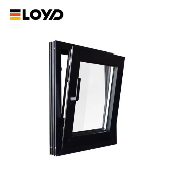 Black Aluminium Tilt And Turn Window Slimline Sound Insulation OEM