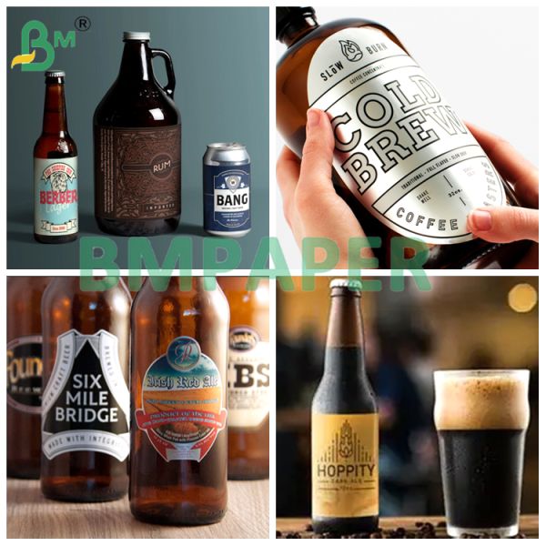 Beer Bottle Label Base Paper One Side Silver & Gold One Side White