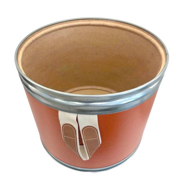 Custom Leather-Wrapped Fiber Drum – Decorative & Storage Barrel (36cm Diameter X 33cm Height)