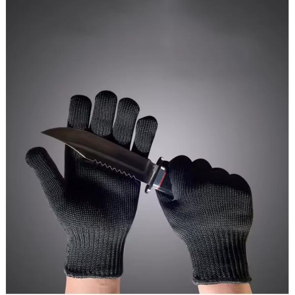 Multipurpose Protection One Stainless Steel Wire Anti Cutting Gloves Level 5 Black Safety Work Gloves