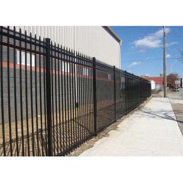 Powder coated horizontal steel garrison fence 2.1mx2.4m rail 40mm wall thick 2.00mm upright 25mm x 1.6mm wall thick