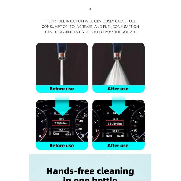 Boquilla de combustible de automóvil limpiador de inyector de combustible usado para la pérdida de energía Solución del problema líquido