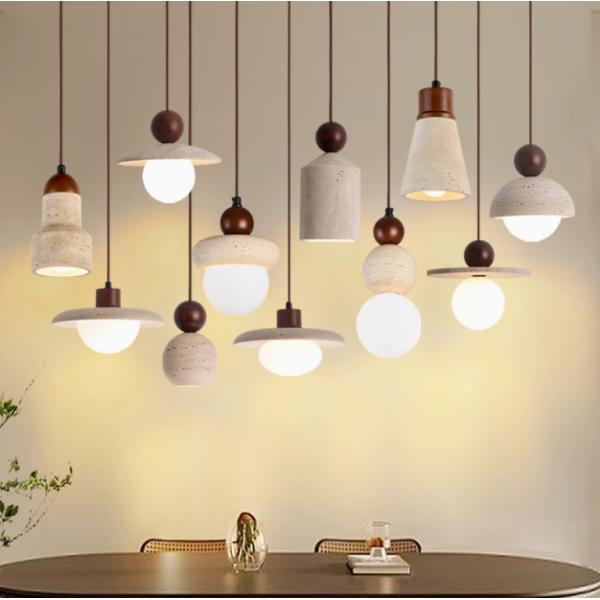 Yellow travertine wooden pendant lamp bedroom for home decorator interior stone pendant lamp