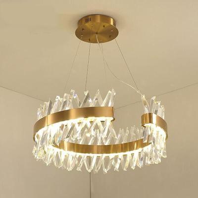 Semi Ellipse Luxo Pendente Luzes K9 Tecto Luz Cristal Moderno Lustreiro 4500K 6500K