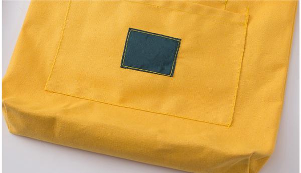 Yellow / White / Black Canvas Shopping Bag With Detachable Shoulder Strap