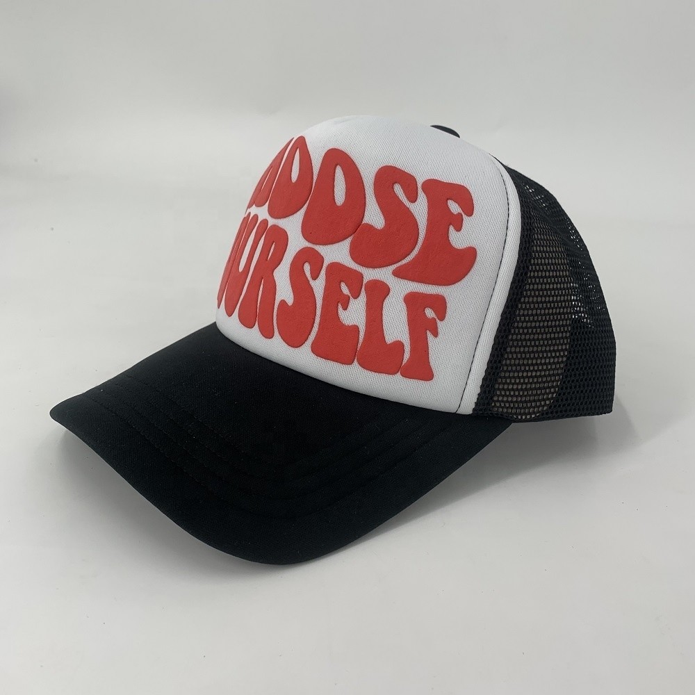 Adults Trucker Mesh Cap Custom Puff Printing Foam Trucker Hat 58-60CM