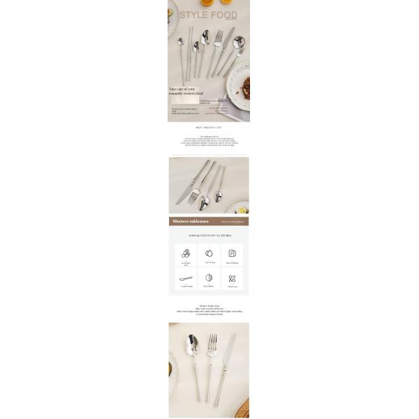 Production Spoon Fork Knife Chopsticks Kit 24-Piece Gold Stainless Steel Flatware Set